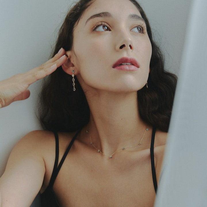 K10YG トパーズ Drop Pierced Earring