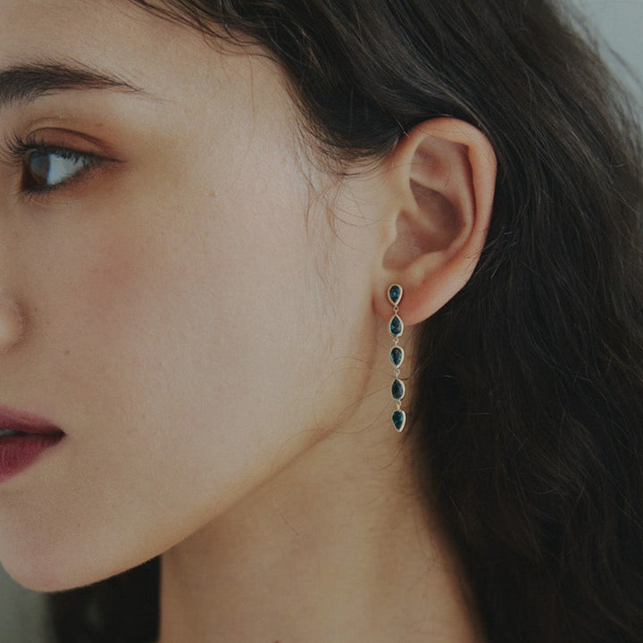 K10YG トパーズ Drop Pierced Earring