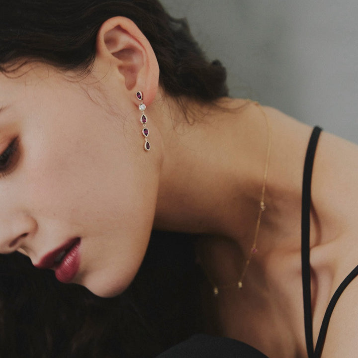 K10YG ロードライドガーネット Drop Pierced Earring