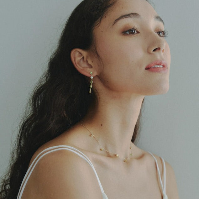 K10YG ペリドット Drop Pierced Earring