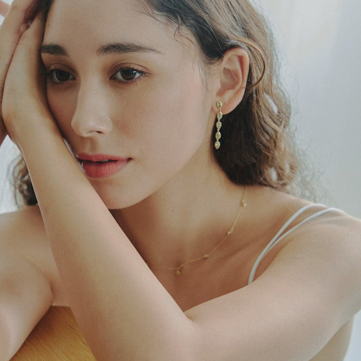 K10YG ペリドット Drop Pierced Earring