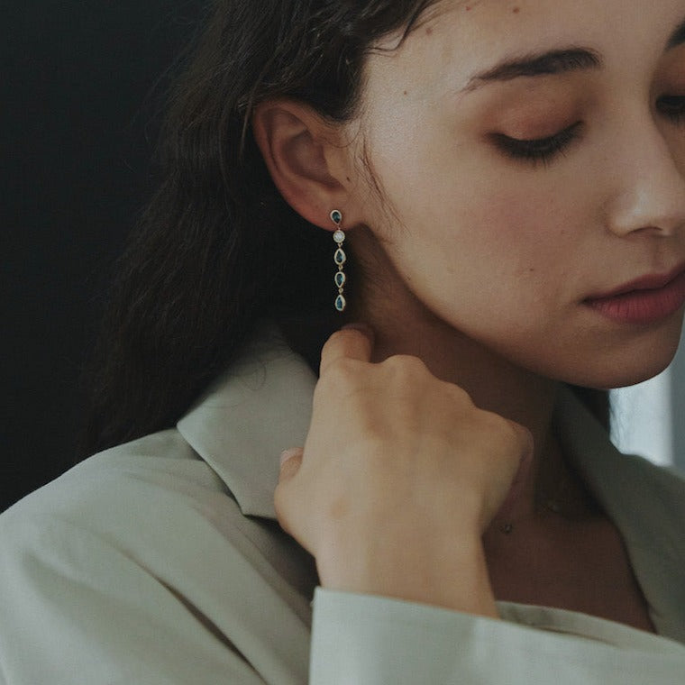 K10YG トパーズ Drop Pierced Earring