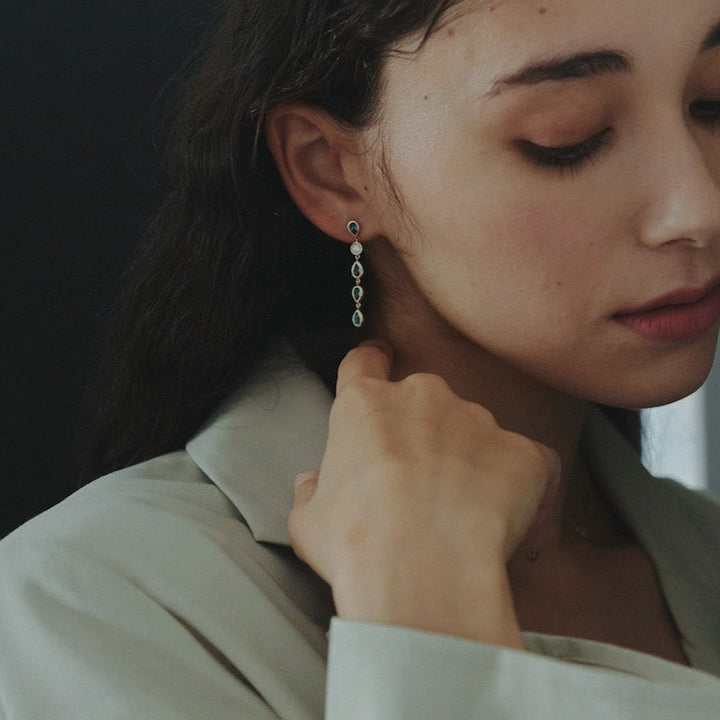 K10YG トパーズ Drop Pierced Earring