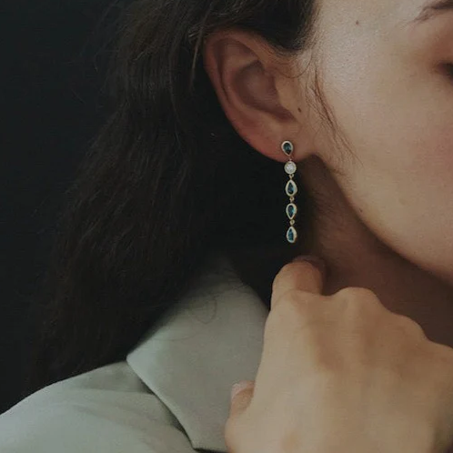 K10YG トパーズ Drop Pierced Earring