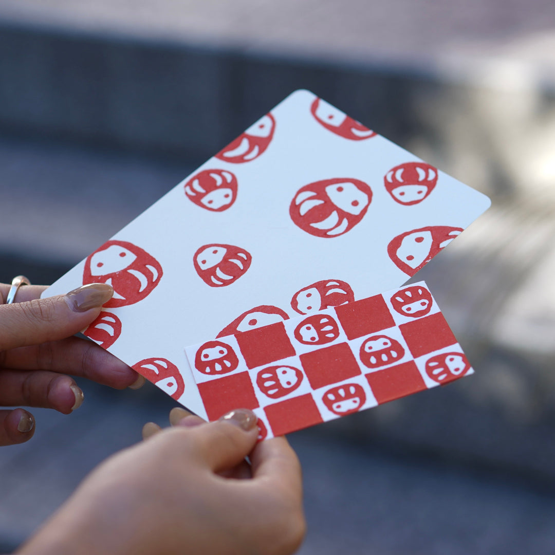 京版画のぽち袋(だるま市松)