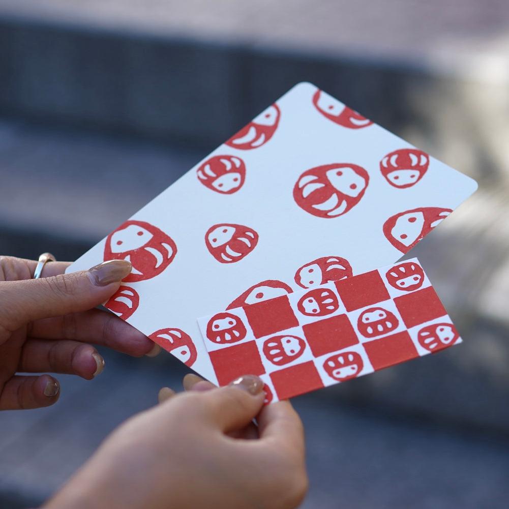 京版画のポストカード(ねこづくし / だるまづくし)