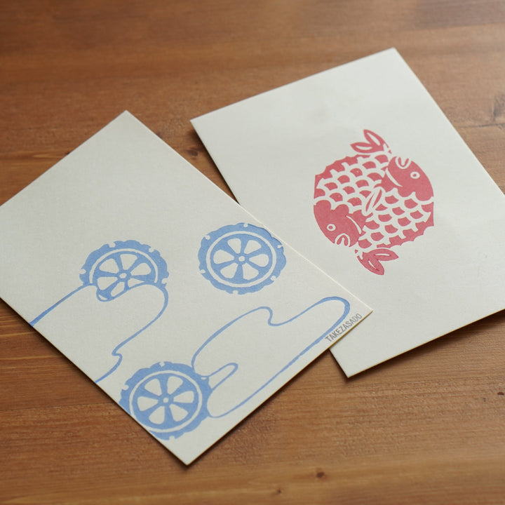 京版画のポストカード(雪車 / 日の鯛)