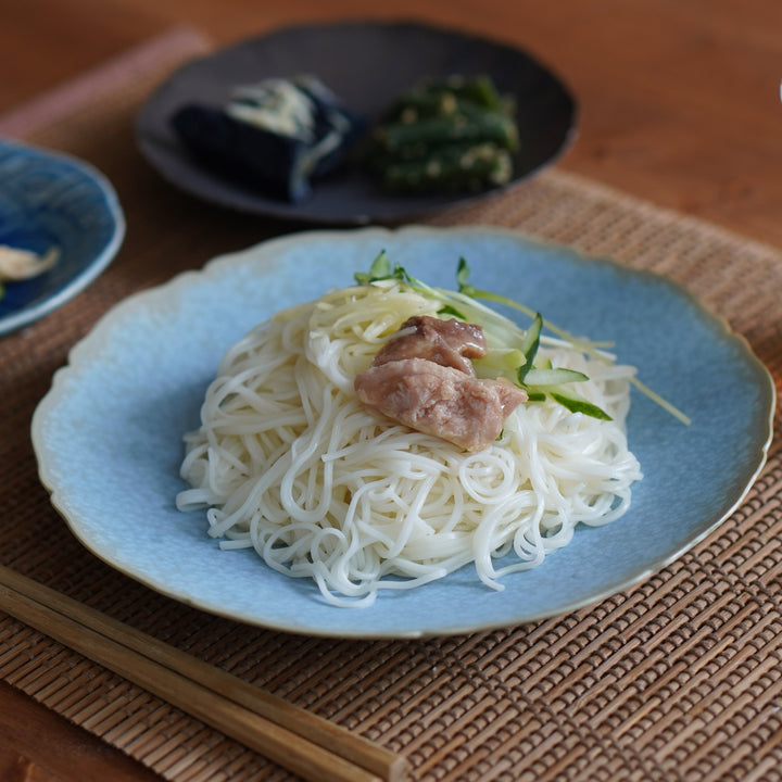 清水焼の牡丹形プレート20.5cm