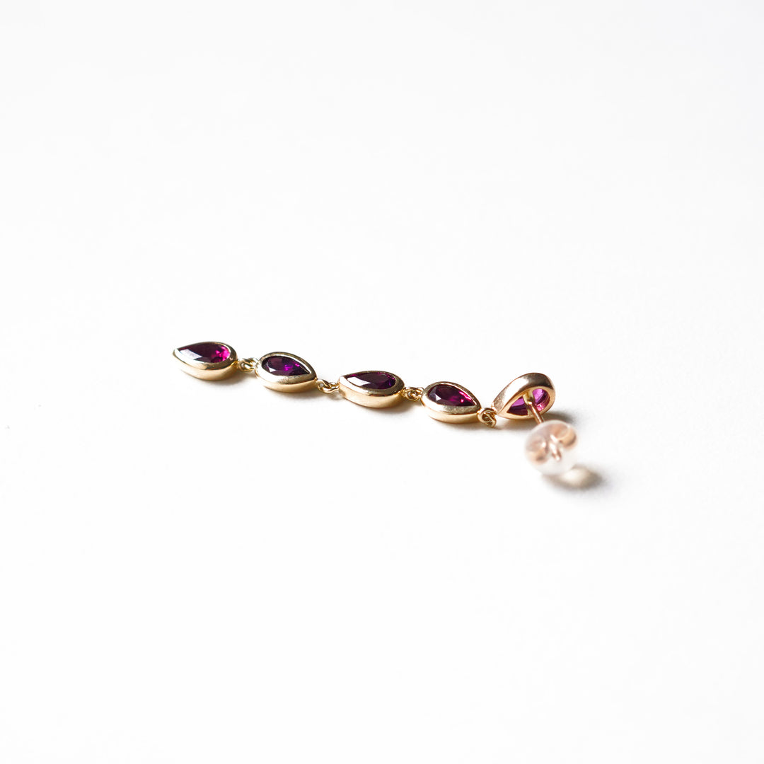 K10YG ロードライドガーネット Drop Pierced Earring
