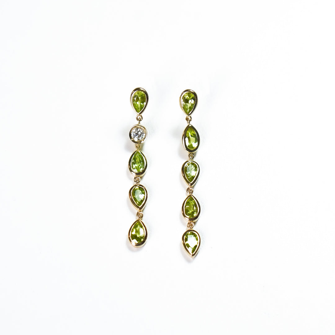 K10YG ペリドット Drop Pierced Earring