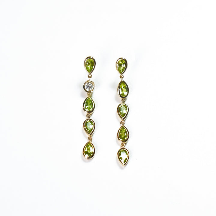 K10YG ペリドット Drop Pierced Earring