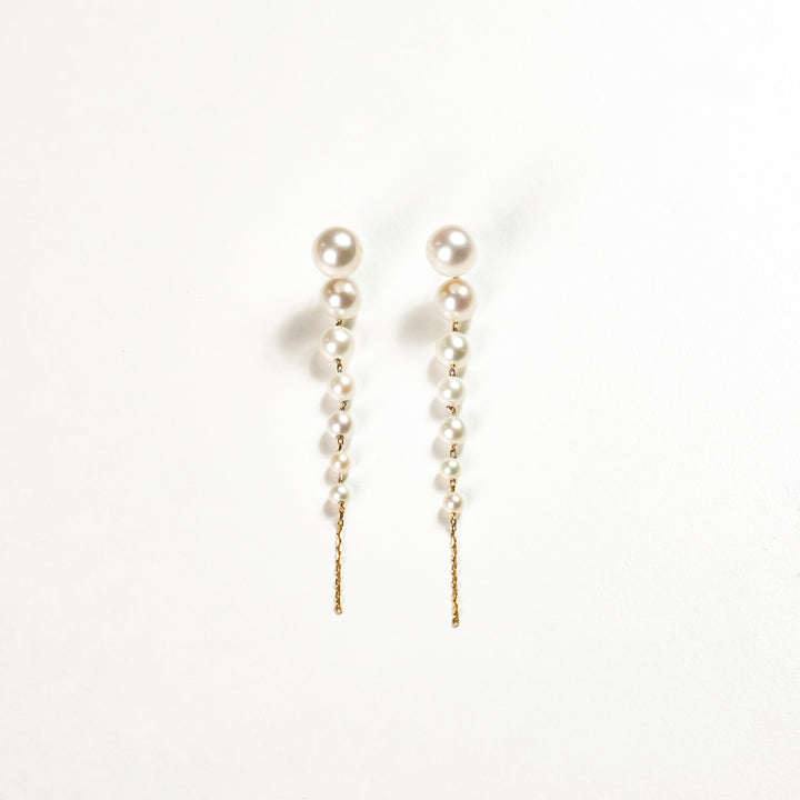 K10YG 7dots Pearl Pierced Earring