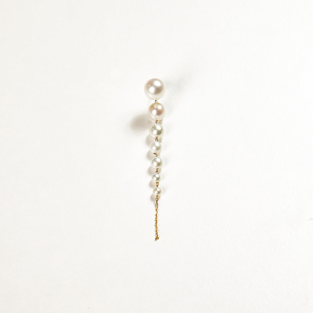K10YG 7dots Pearl Pierced Earring