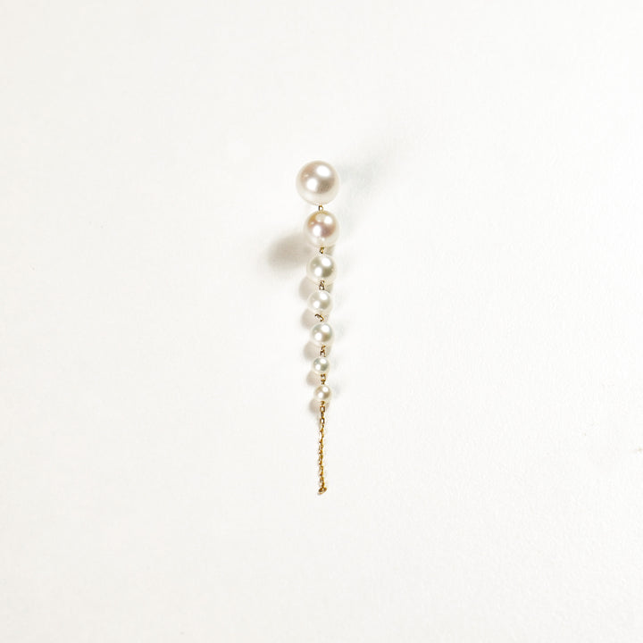 K10YG 7dots Pearl Pierced Earring