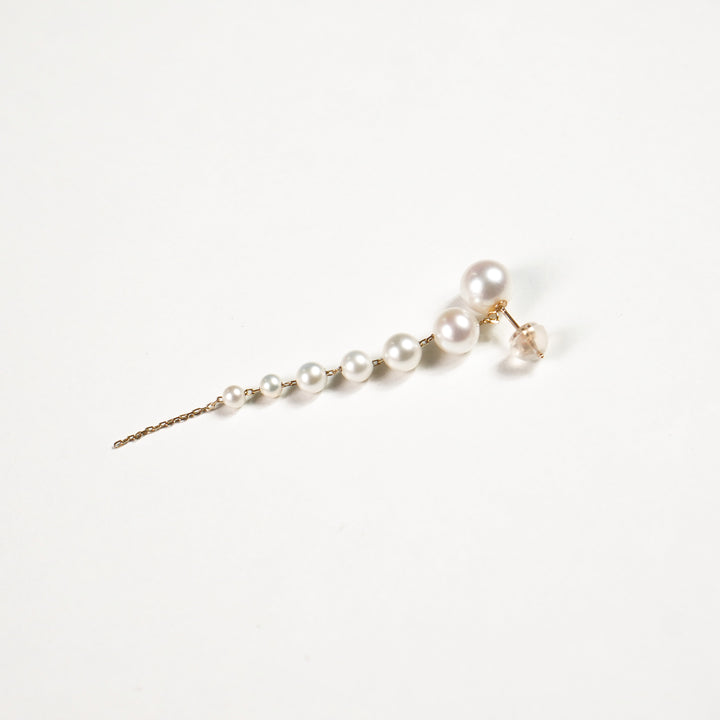 K10YG 7dots Pearl Pierced Earring