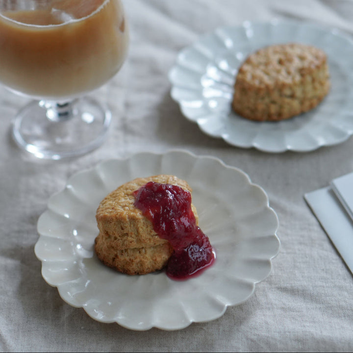 青と琥珀の菊皿(豆皿、小皿)