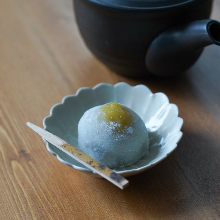 青と琥珀の菊鉢(小鉢、四寸鉢、五寸鉢)