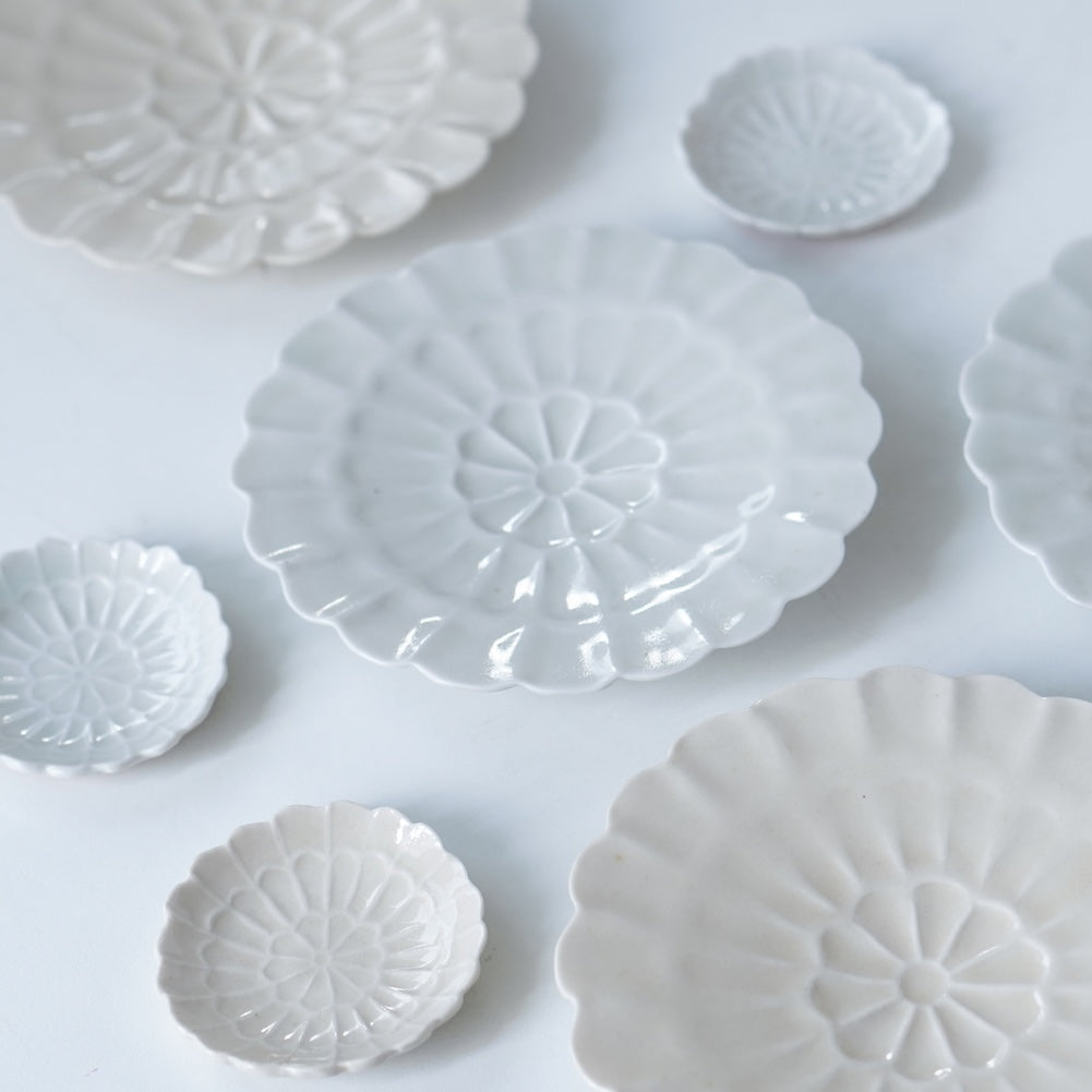 青と琥珀の菊皿(豆皿、小皿)