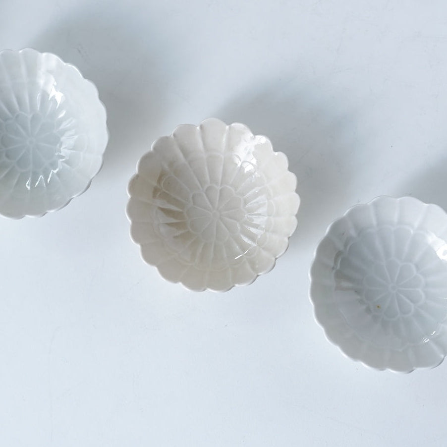 青と琥珀の菊鉢(小鉢、四寸鉢、五寸鉢)