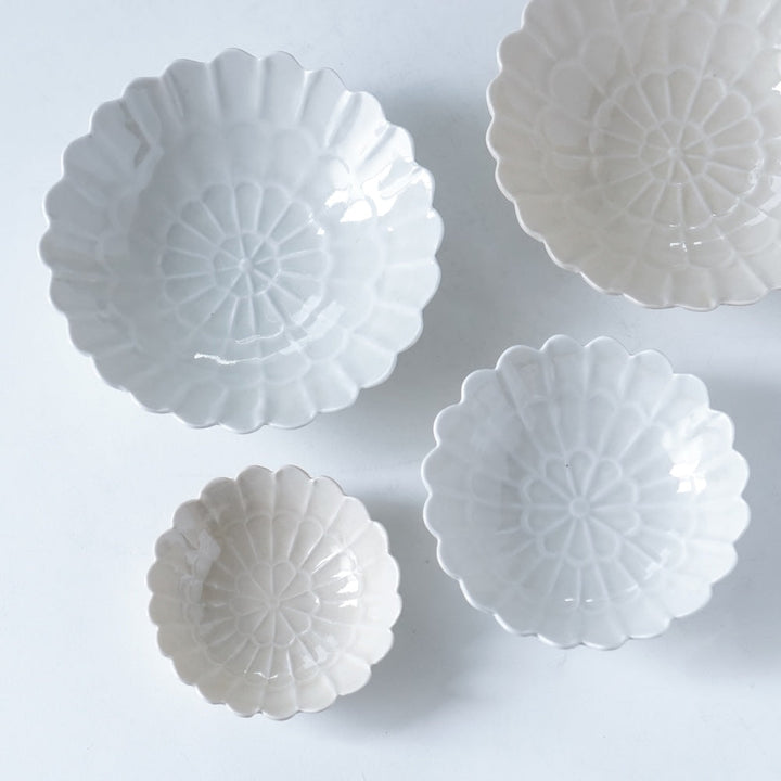 青と琥珀の菊鉢(小鉢、四寸鉢、五寸鉢)