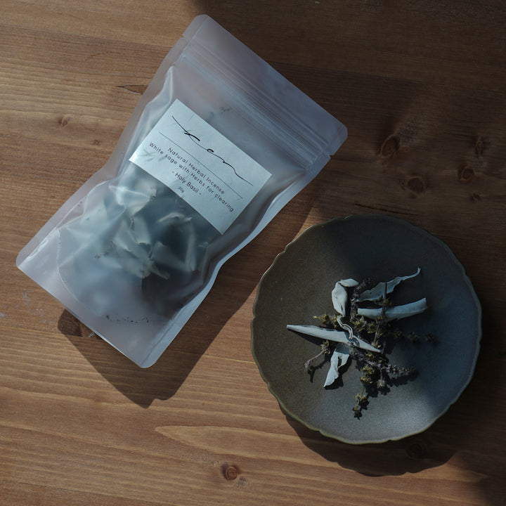 ハーバルインセンス (オーガニックホワイトセージ&ホーリーバジル)20g