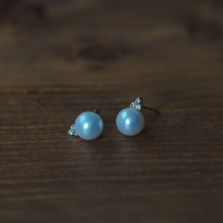 K10YG ラボグロウンダイアモンド × パール Pierced Earring