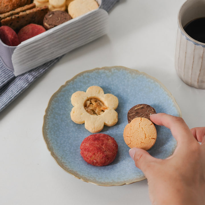 清水焼の牡丹形プレート15cm