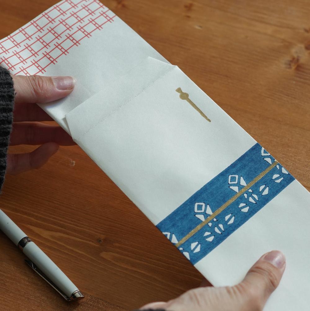 京版画の金封(薔薇合わせ 青)