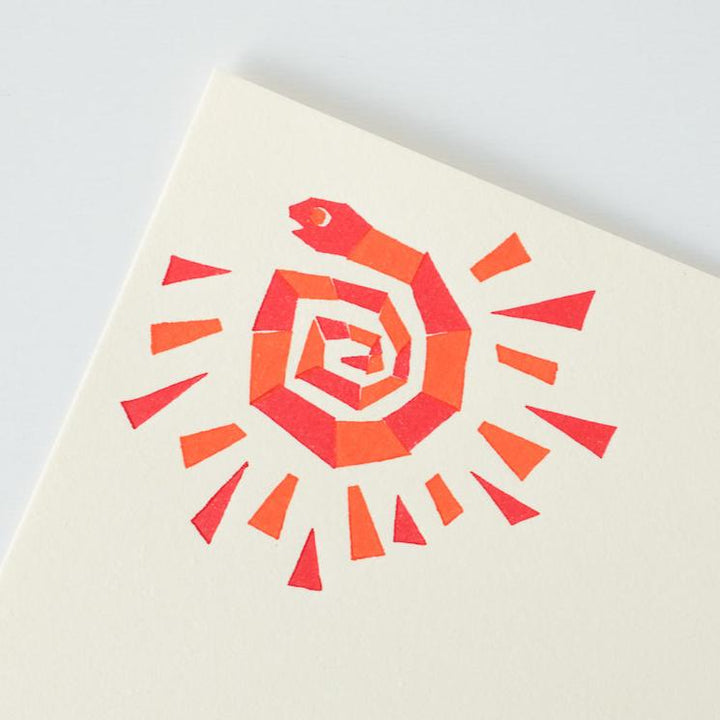 京版画の年賀状(へびいちご / お日様のへび)