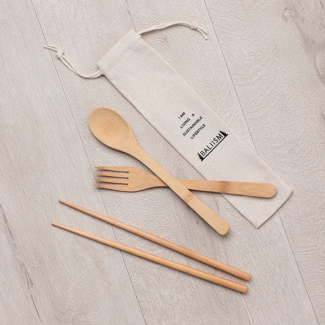 100%竹から作られたバンブーカトラリーセット