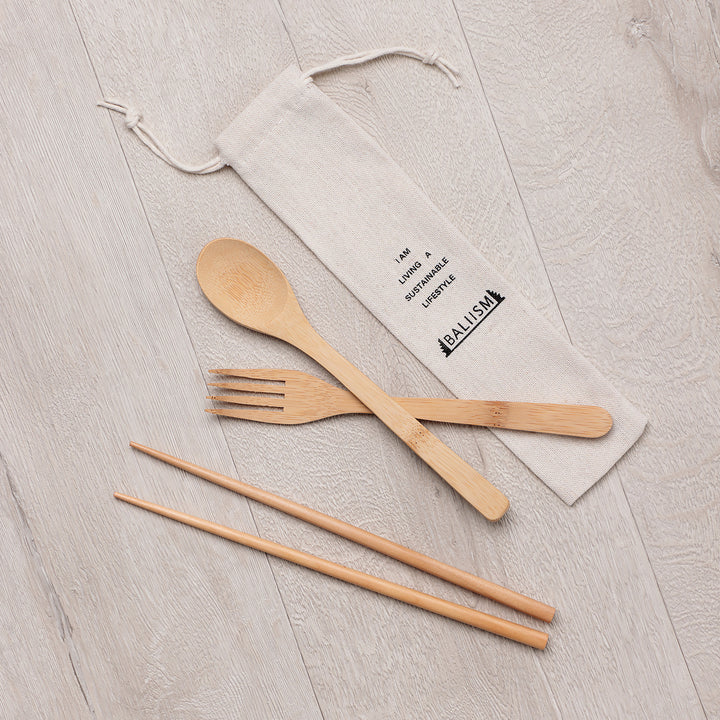 100%竹から作られたバンブーカトラリーセット