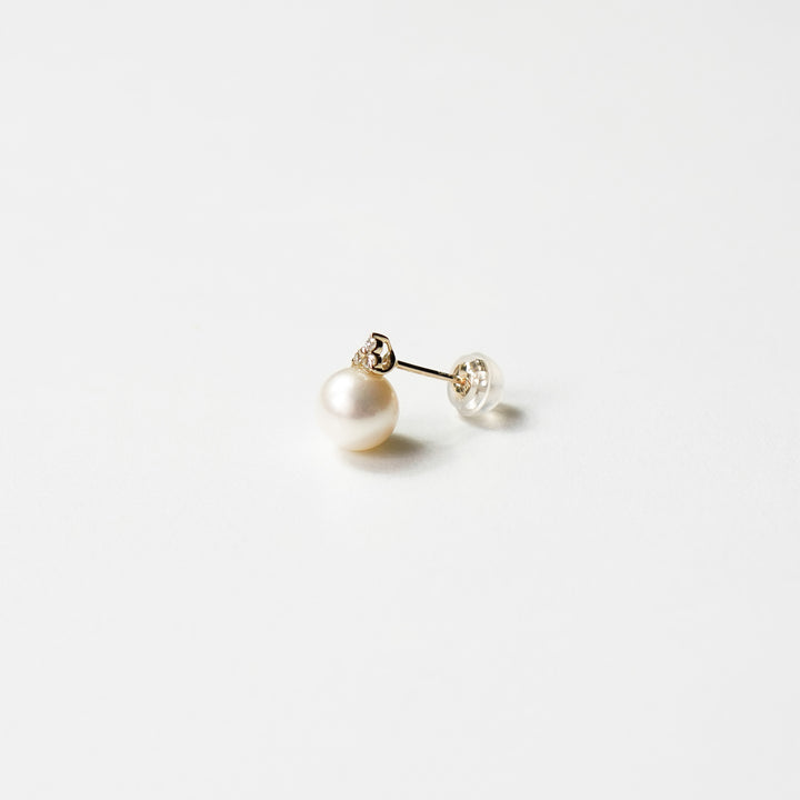 Lab Diamond × Pearl Pierced Earring