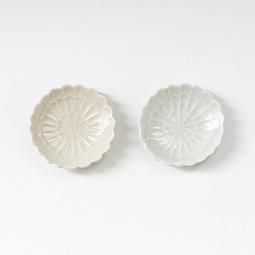 【訳あり】青と琥珀の菊小鉢