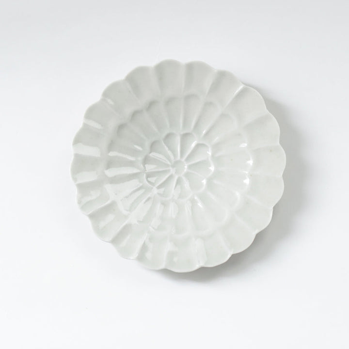 青と琥珀の菊小皿（約13cm）