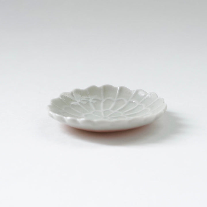青と琥珀の菊豆皿