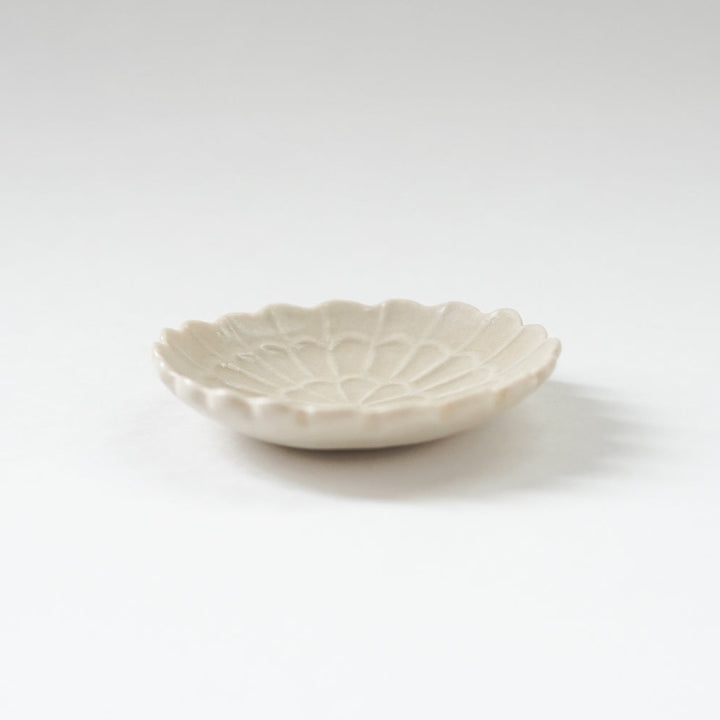 青と琥珀の菊豆皿
