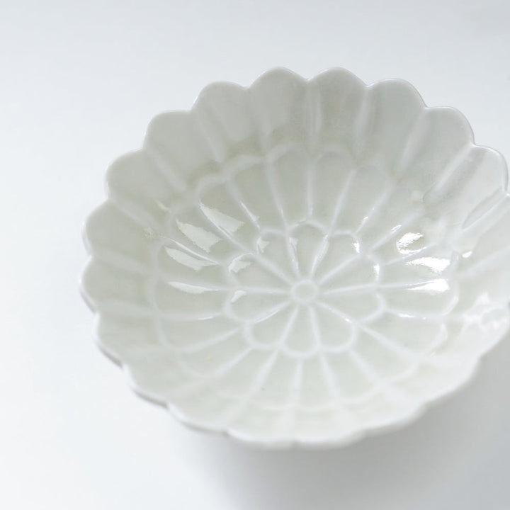 【訳あり】青と琥珀の菊四寸鉢（約12cm）