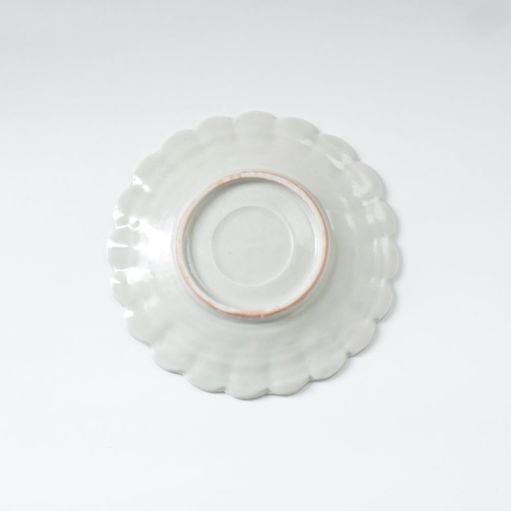 【訳あり】青と琥珀の菊小皿（約13cm）