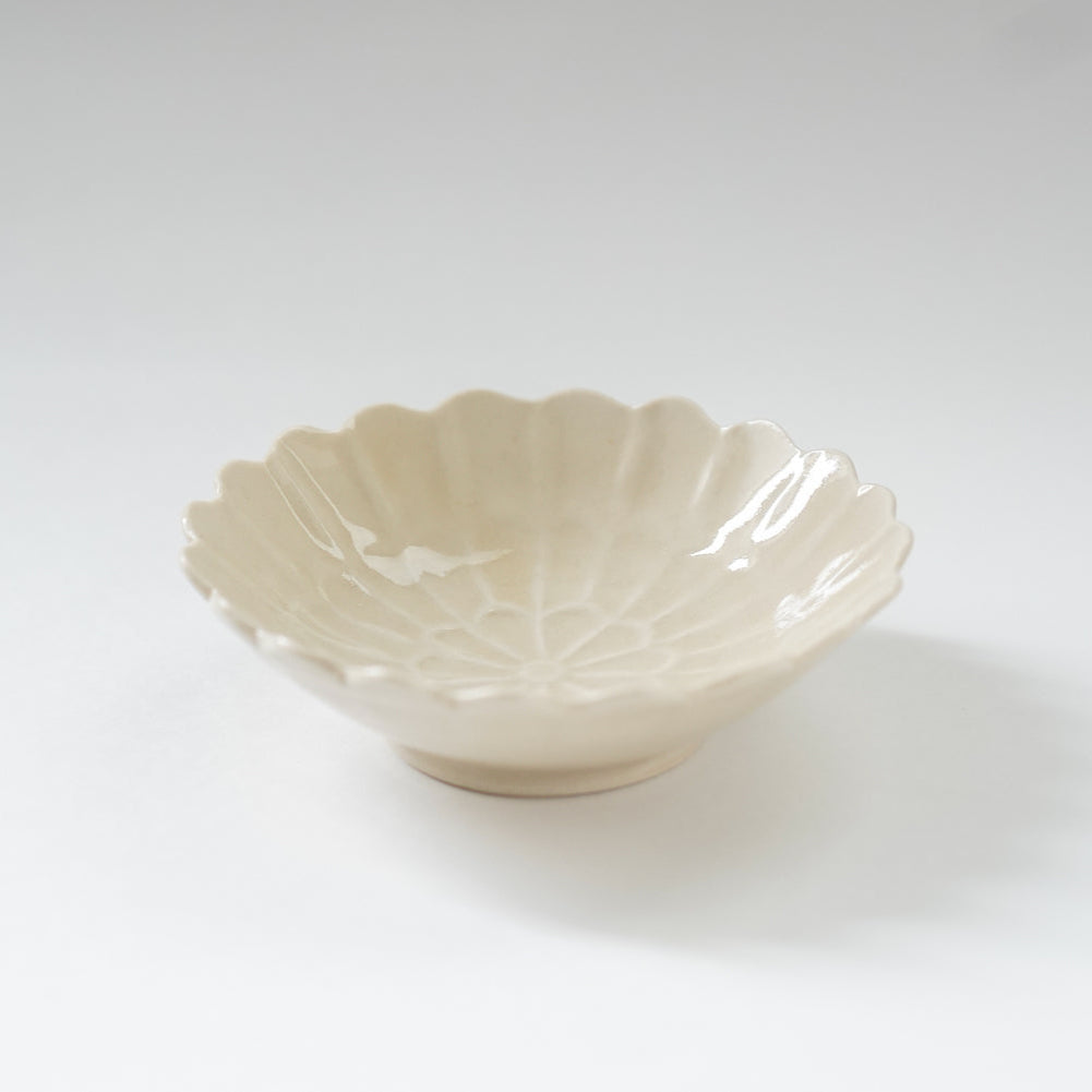 【訳あり】青と琥珀の菊四寸鉢（約12cm）
