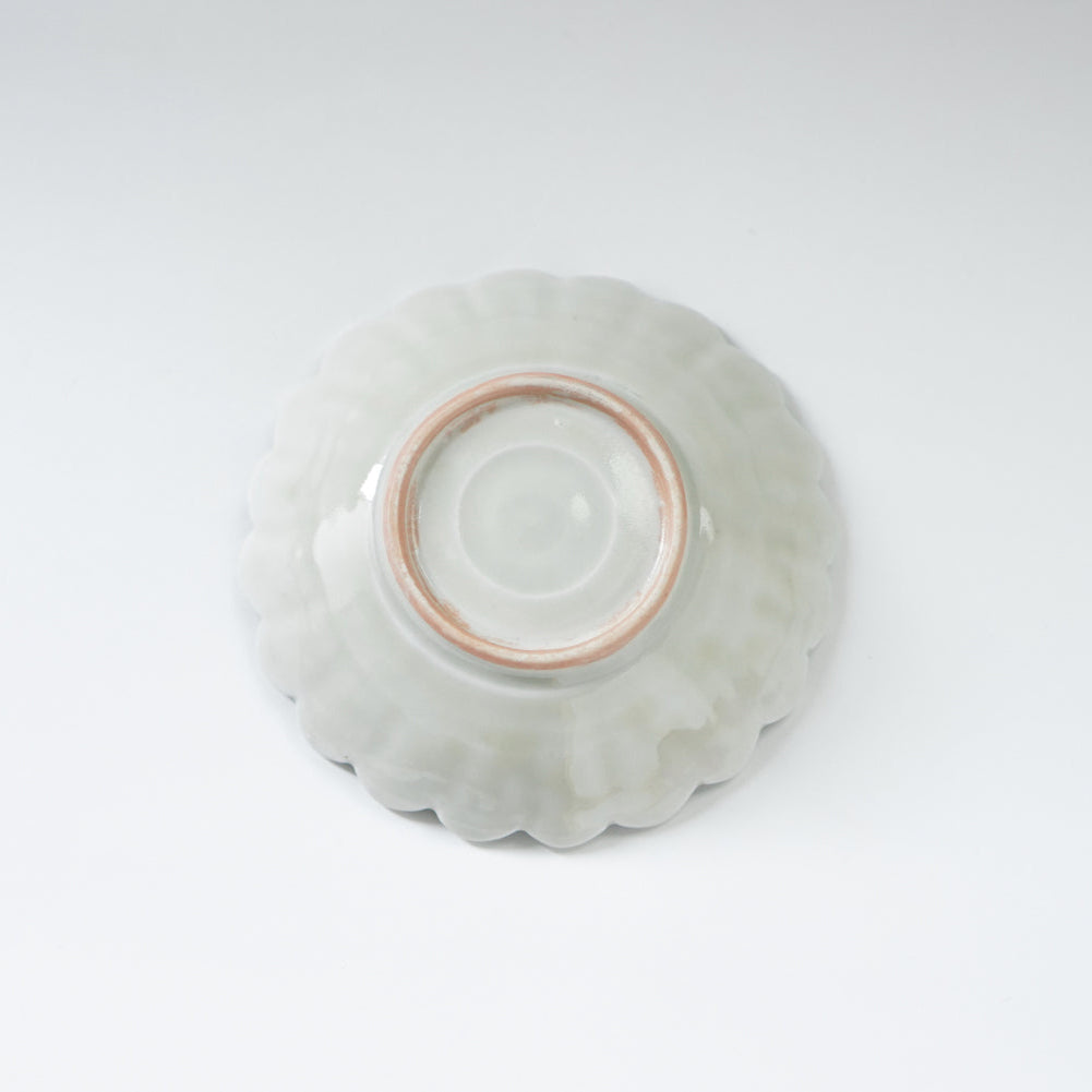 【訳あり】青と琥珀の菊五寸鉢（約15cm）