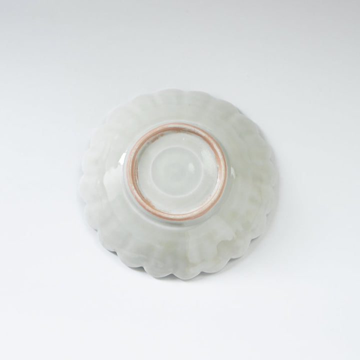 【訳あり】青と琥珀の菊五寸鉢（約15cm）