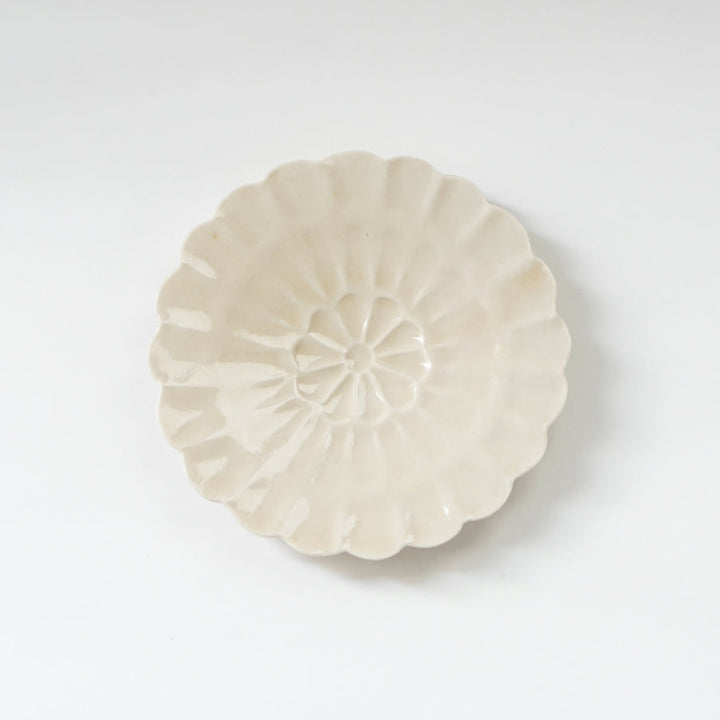 青と琥珀の菊小皿（約13cm）