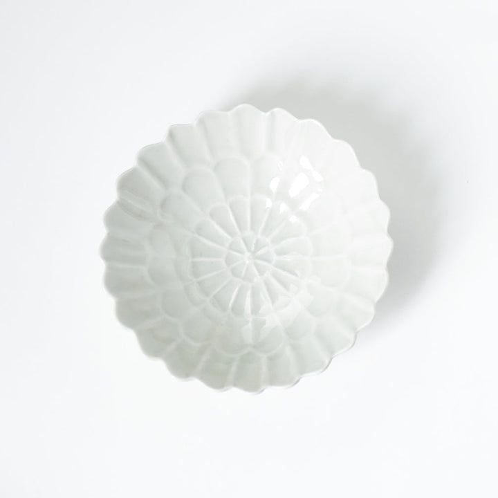 【訳あり】青と琥珀の菊五寸鉢（約15cm）