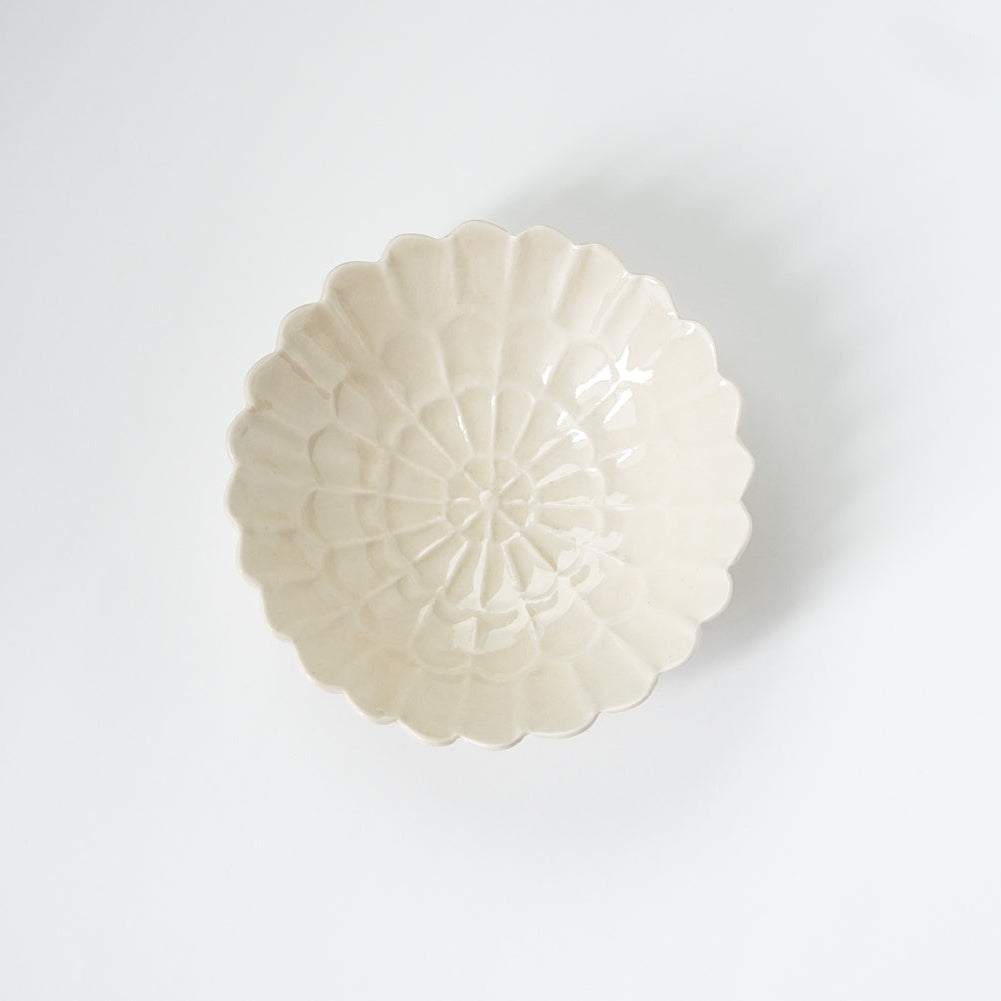 【訳あり】青と琥珀の菊五寸鉢（約15cm）