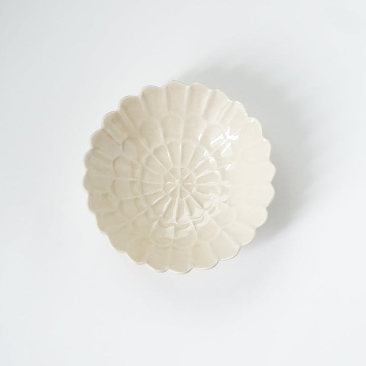 【訳あり】青と琥珀の菊五寸鉢（約15cm）