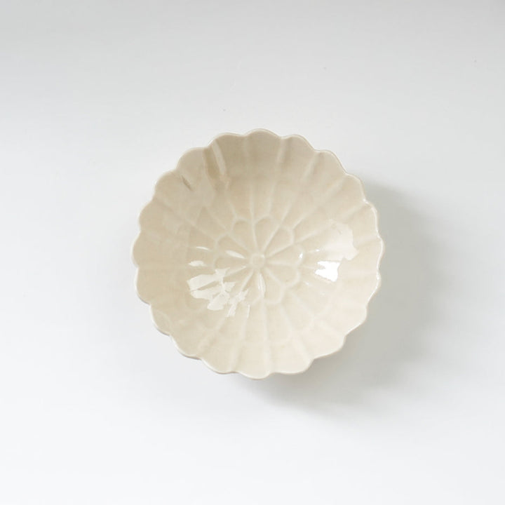 青と琥珀の菊豆皿