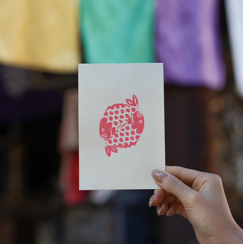 L0017-5/6 京版画のポストカード（雪車 / 日の鯛） – LILOCLE(リロクル